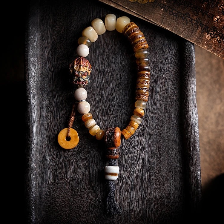 Natural Yak Bone & Camel Bone Tibetan Mala Bracelet | Minimalist Sacred Jewelry