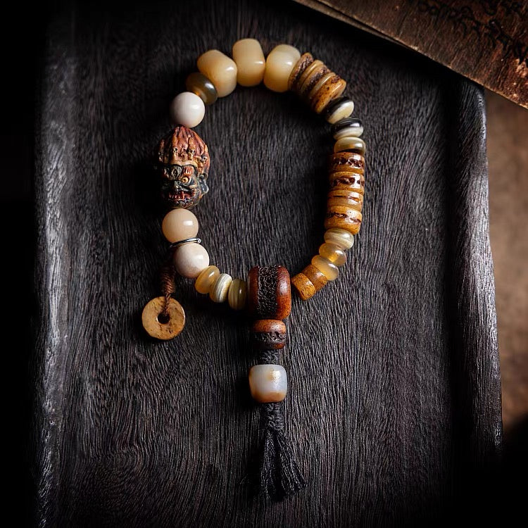 Natural Yak Bone & Camel Bone Tibetan Mala Bracelet | Minimalist Sacred Jewelry