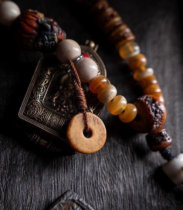 Natural Yak Bone & Camel Bone Tibetan Mala Bracelet | Minimalist Sacred Jewelry