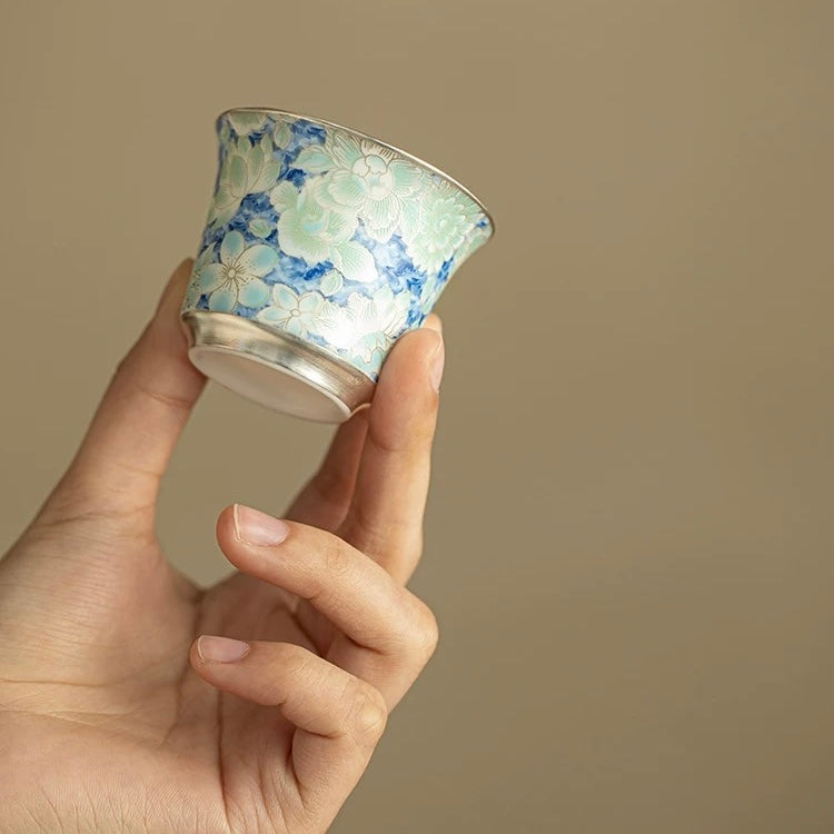 Silver-Inlaid Blue & White Mutton-Fat Jade Porcelain Xishi Teapot Set | Premium Kung Fu Tea Gift Box