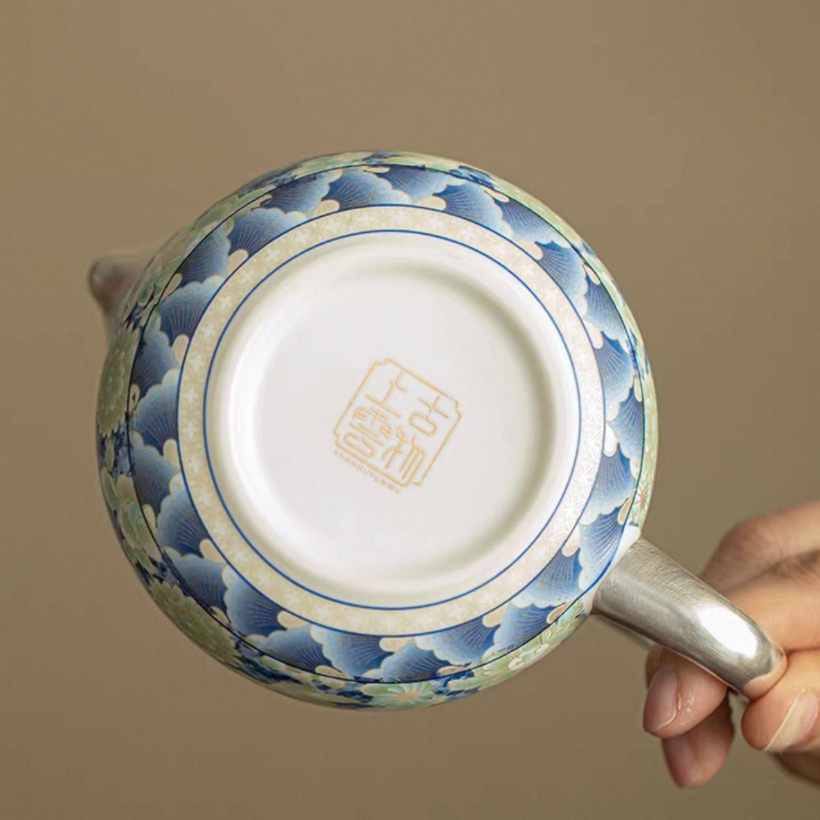 Silver-Inlaid Blue & White Mutton-Fat Jade Porcelain Xishi Teapot Set | Premium Kung Fu Tea Gift Box