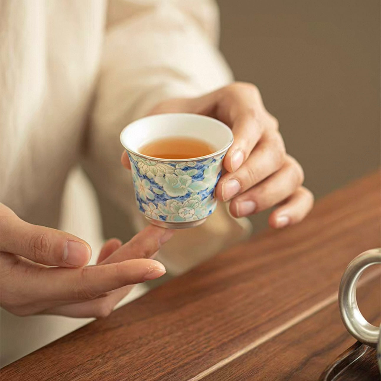 Silver-Inlaid Blue & White Mutton-Fat Jade Porcelain Xishi Teapot Set | Premium Kung Fu Tea Gift Box