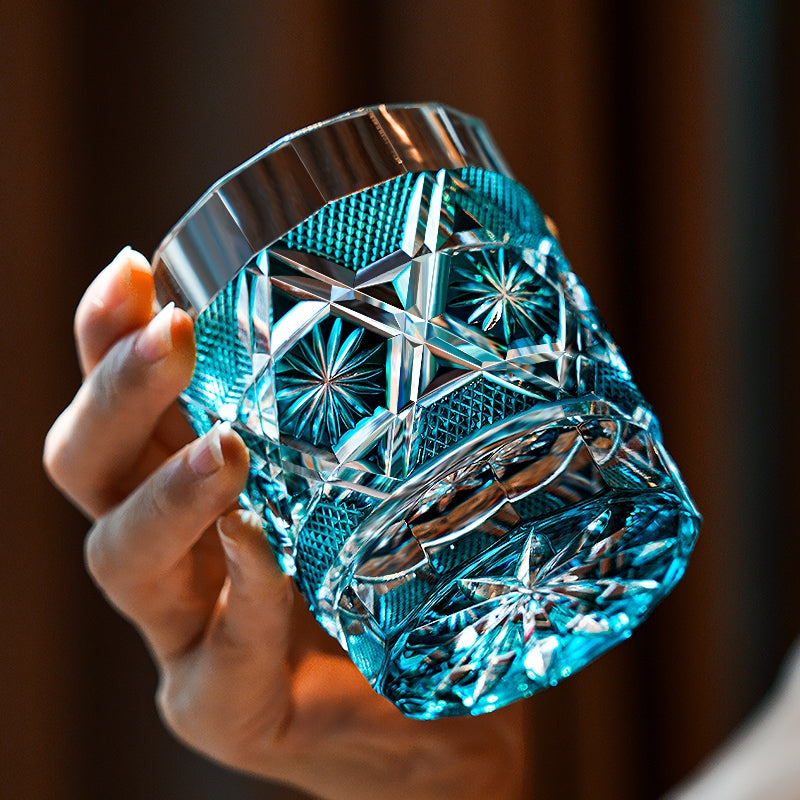 Edo Kiriko Handcrafted Kiku Suji Whisky Glass – A Radiant Stream of Imperial Elegance in Crystal
