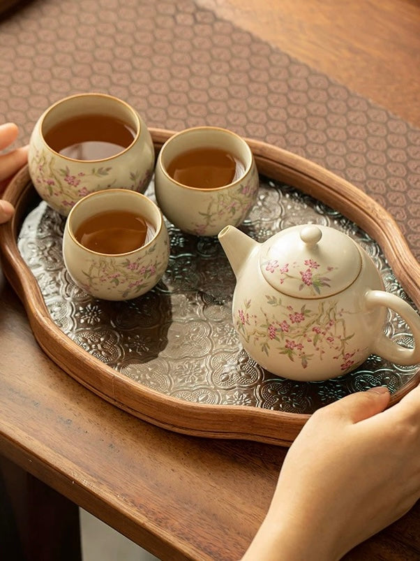 Cream Ru-Ware Porcelain Kung Fu Tea Set | Home & Outdoor Portable Collection
