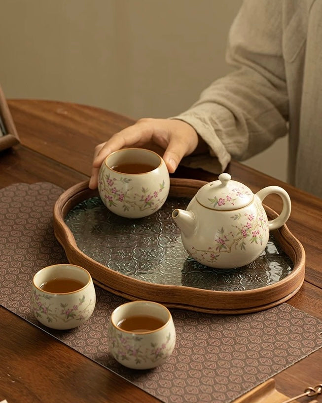 Cream Ru-Ware Porcelain Kung Fu Tea Set | Home & Outdoor Portable Collection