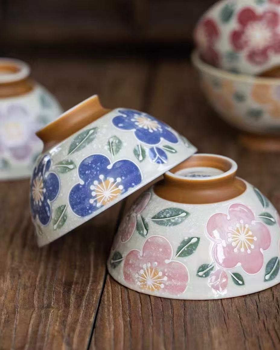 Japanese Mino-Ware "Sakura" Ceramic Bowl Set | 5-Piece Gift Collection