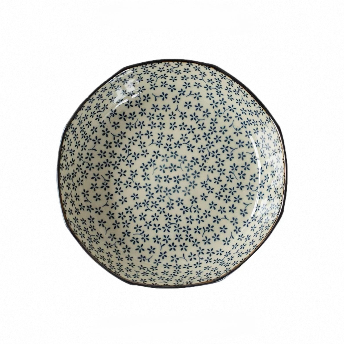 Japanese Mino-Ware "Ko-Sometsuke Karakusa" Deep Plate | Artisan Underglaze Tableware