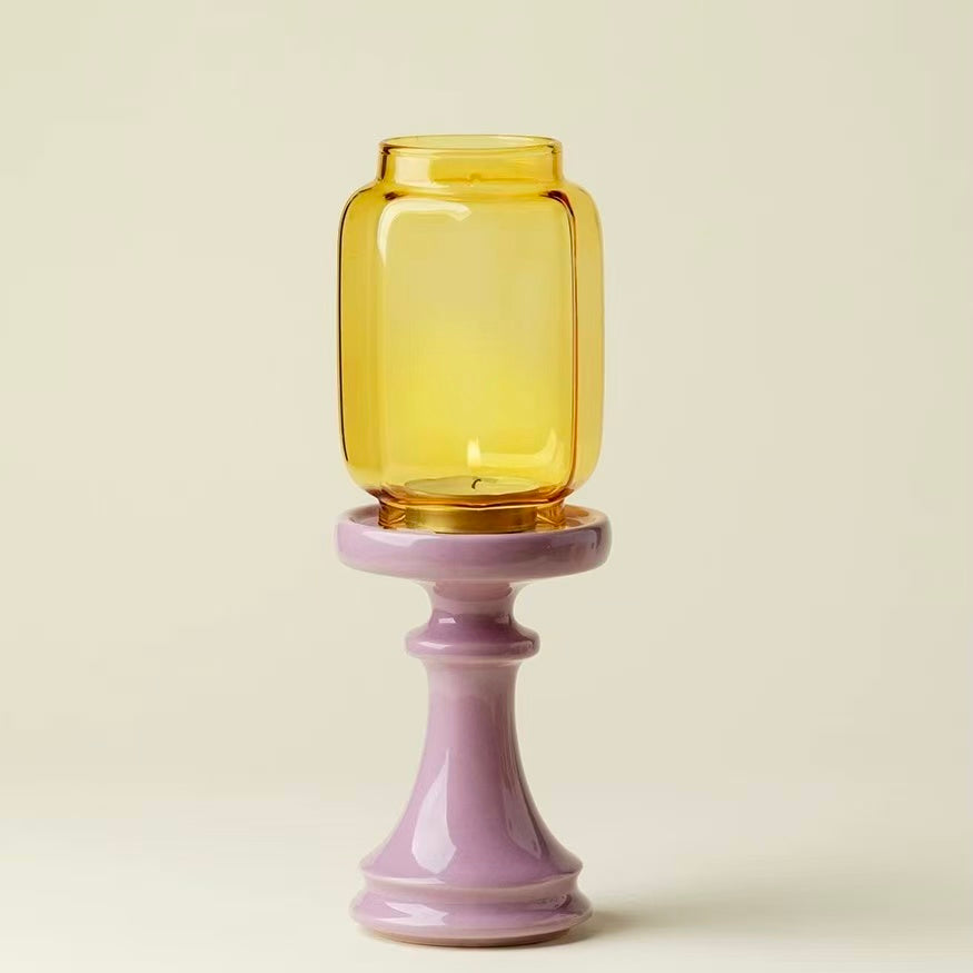 Zen-Style Glass Lantern Candle Holder | Tea Room Ambient Desktop Decor