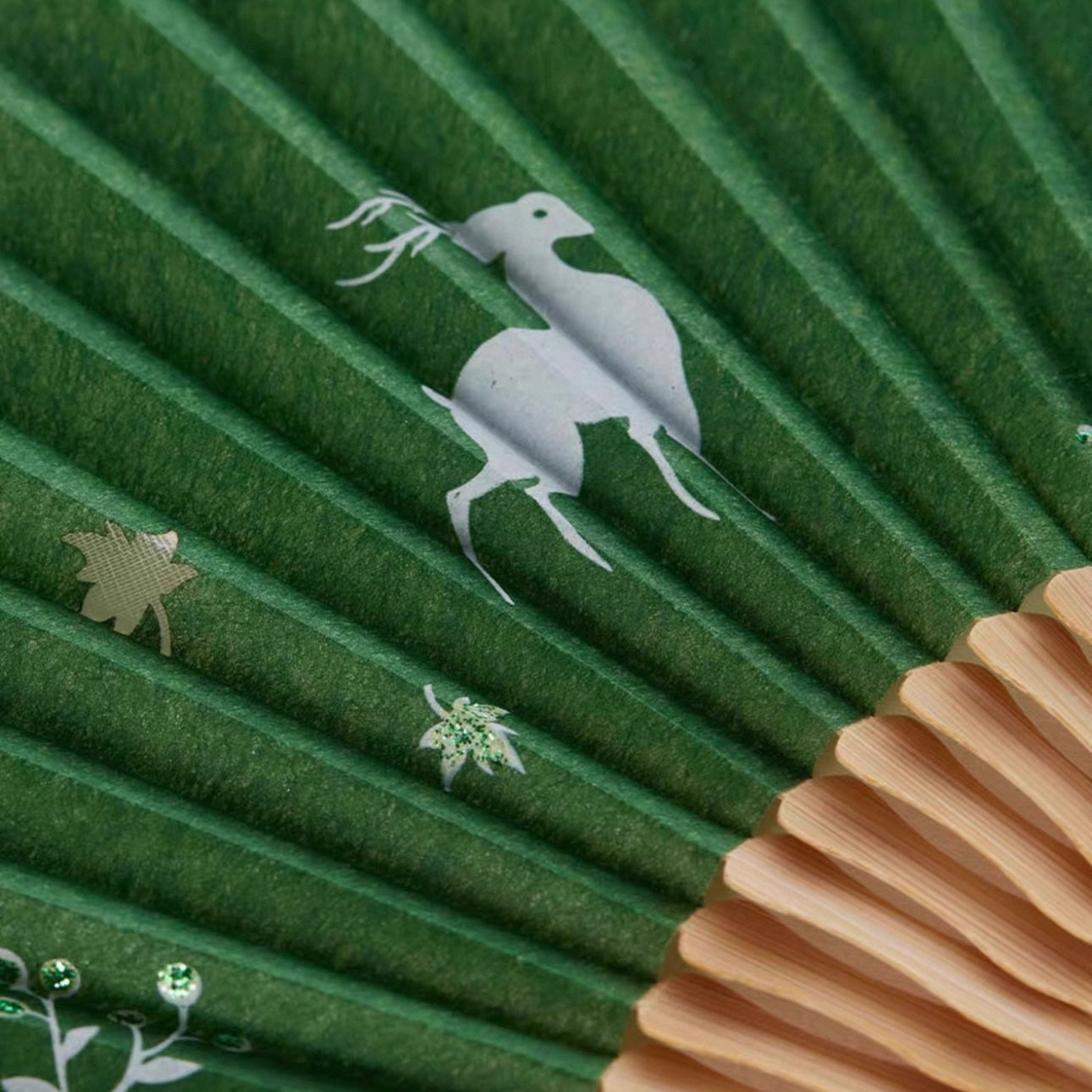 The Ethereal White Deer | Handcrafted Yunlong Paper-Backed Silk Folding Fan