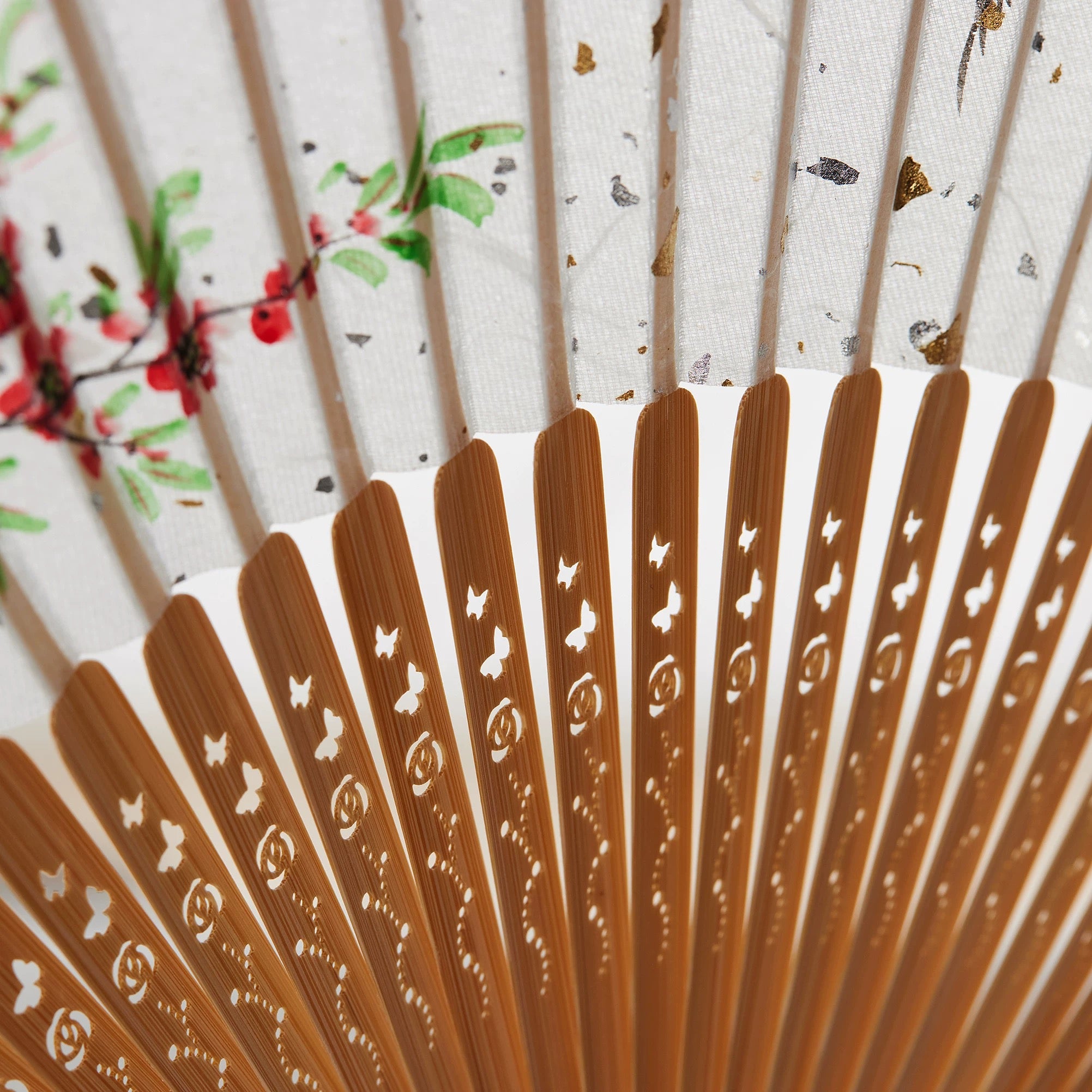 The Filigree Garden | Full-Bamboo Carved Hand-Painted Silk Folding Fan