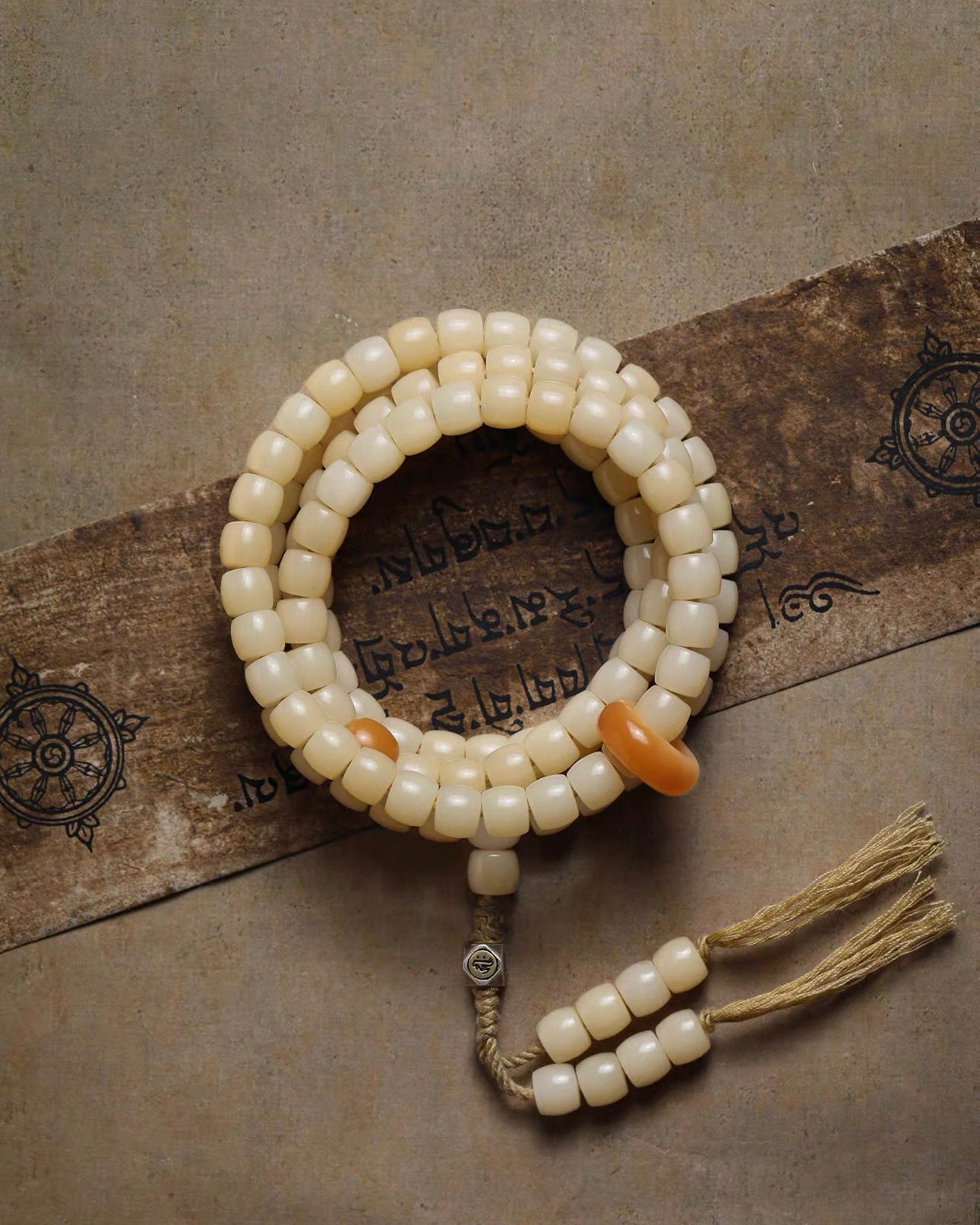 The Zodiac Guardian | White Jade Bodhi Root 108 Prayer Beads