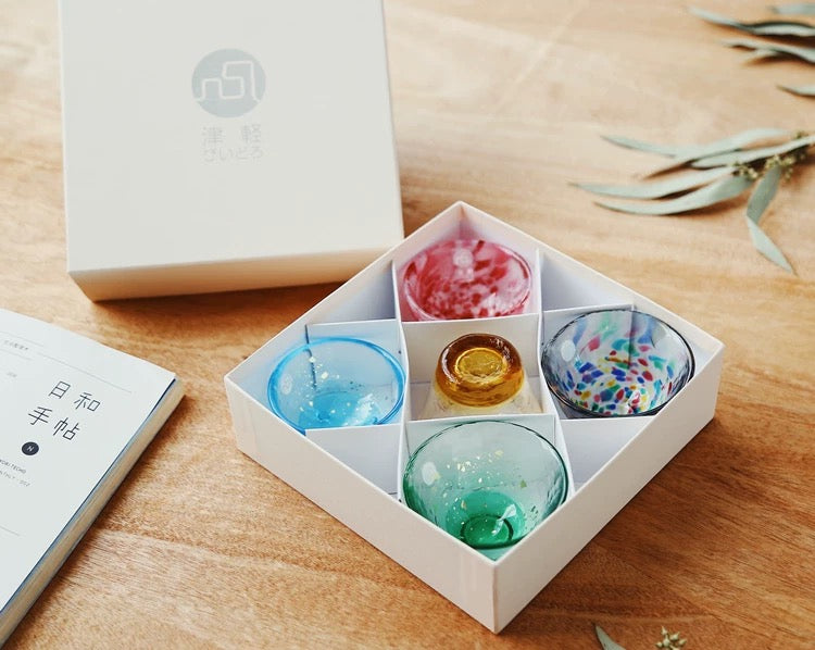 Tsugaru Colored Glass Sake Cup Collection
