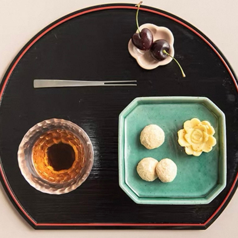 Japanese Lacquerware Half-Moon Tray