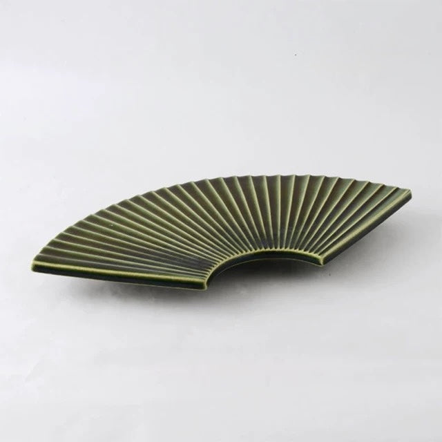 Japanese Fan-Shaped Ceramic Plate