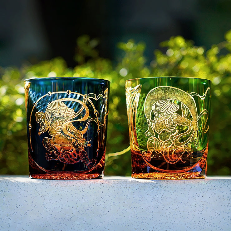 Edo Kiriko Handcrafted Raijin Whisky Glass – A Thunderous Elegance in Crystal