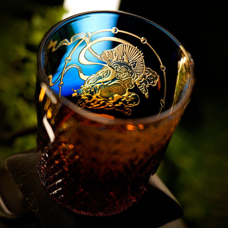 Edo Kiriko Handcrafted Raijin Whisky Glass – A Thunderous Elegance in Crystal