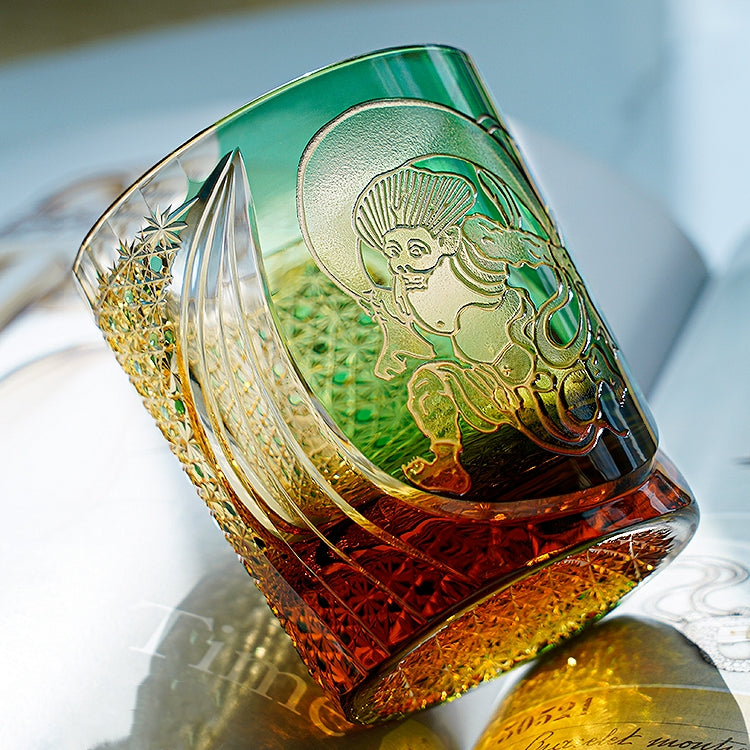 Edo Kiriko Handcrafted Fujin Whisky Glass – A Tempest of Elegance in Crystal