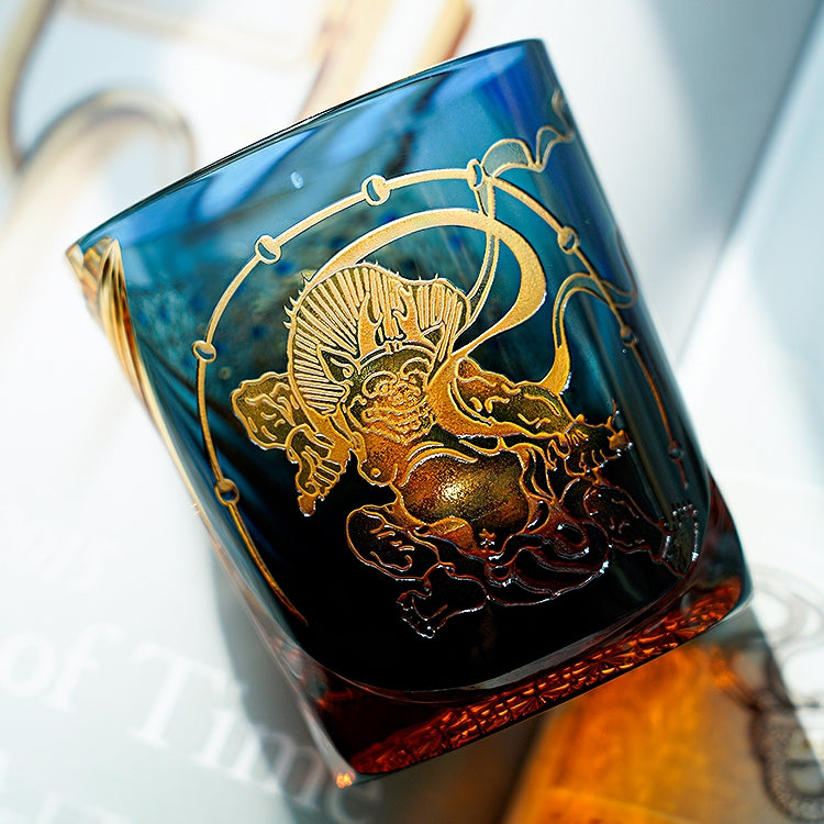 Edo Kiriko Handcrafted Raijin Whisky Glass – A Thunderous Elegance in Crystal