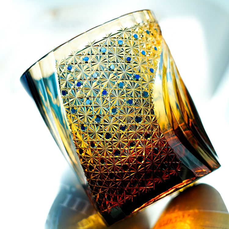 Edo Kiriko Handcrafted Raijin Whisky Glass – A Thunderous Elegance in Crystal