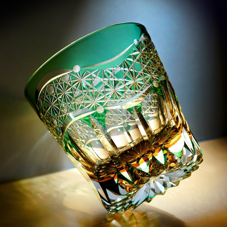 Edo Kiriko Handcrafted Emerald Prism Whisky Glass – A Gemstone Dream in Crystal