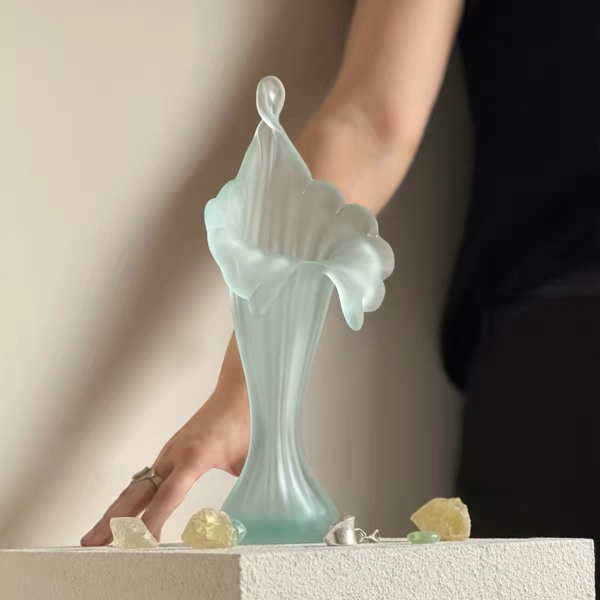Nouveau Bloom Frosted Glass Vase