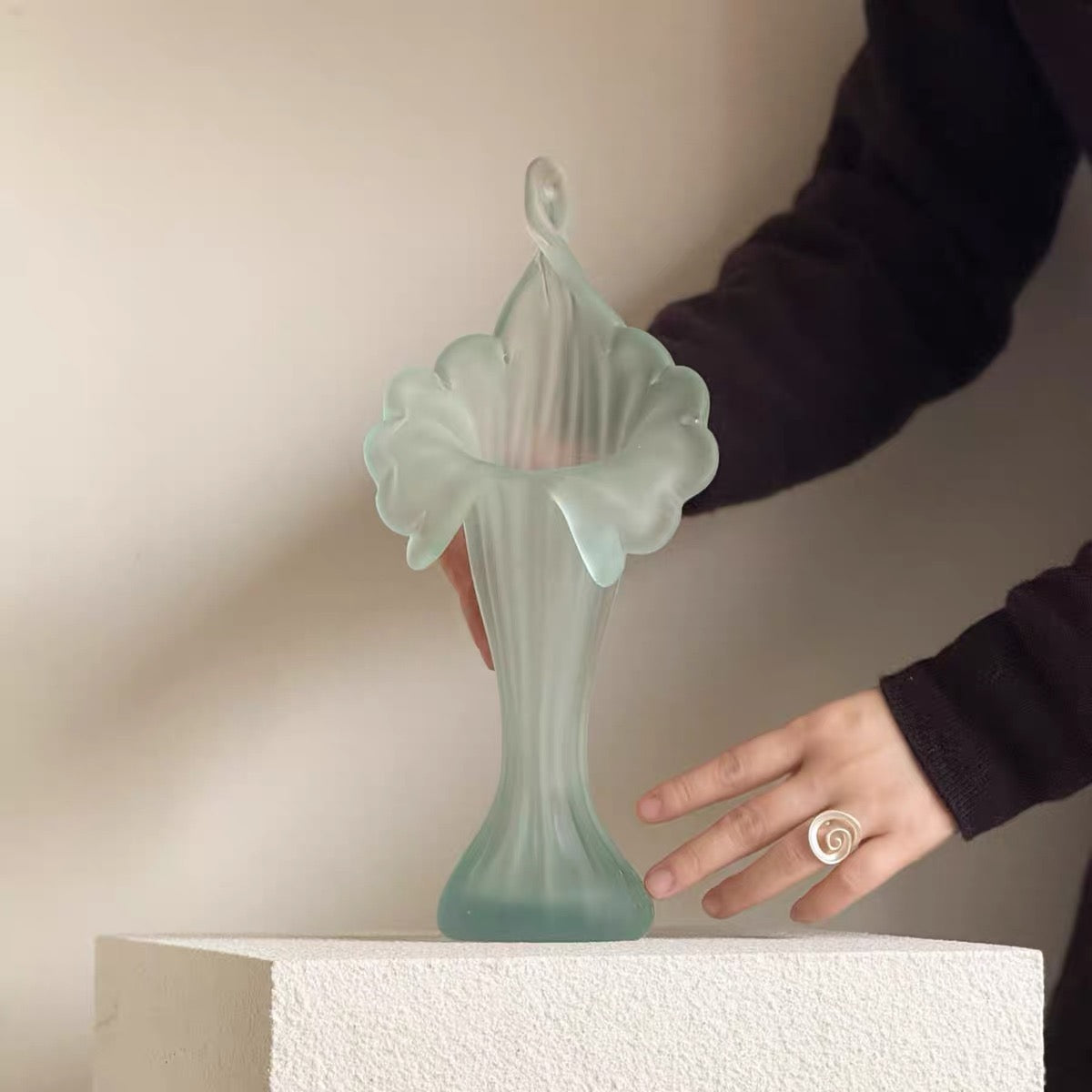 Nouveau Bloom Frosted Glass Vase