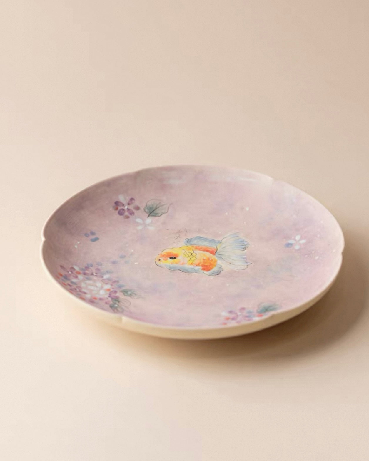 Hand-Painted Famille Rose Koi Fish Tea Tray