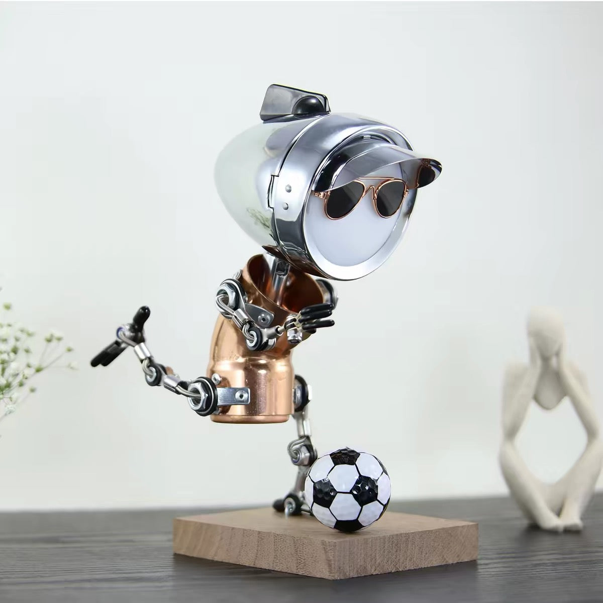 Handmade Steampunk Mech Football Desk Lamp