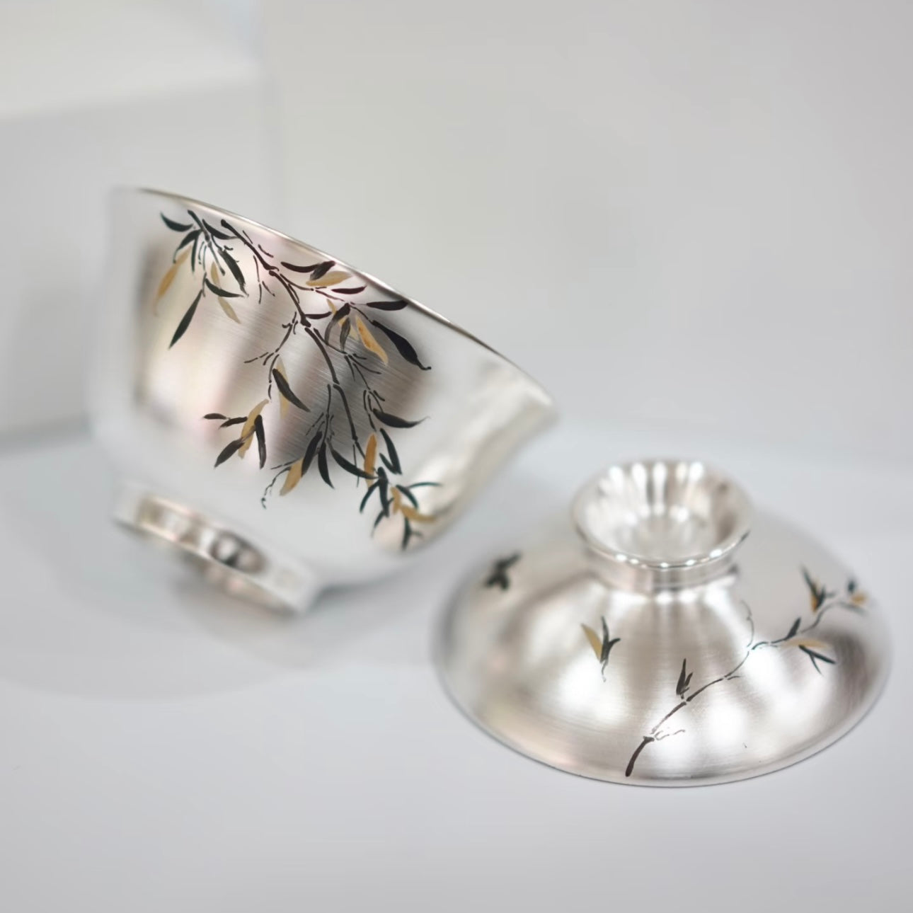 Handmade Silver-Gilded Bamboo Gaiwan
