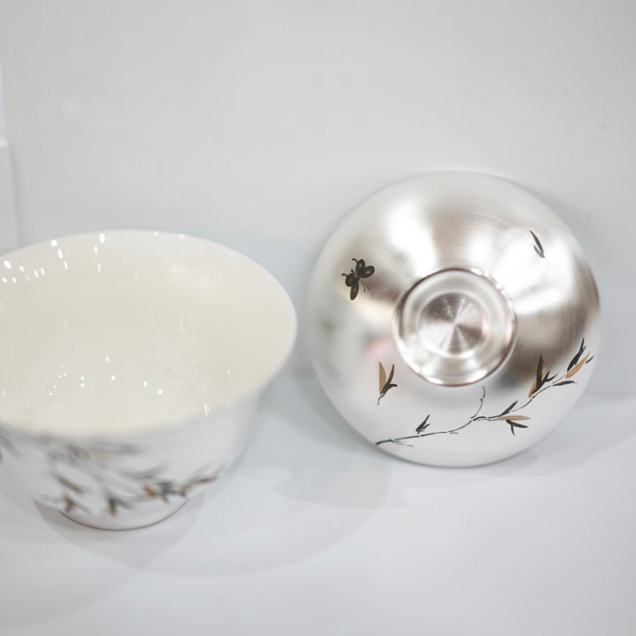 Handmade Silver-Gilded Bamboo Gaiwan