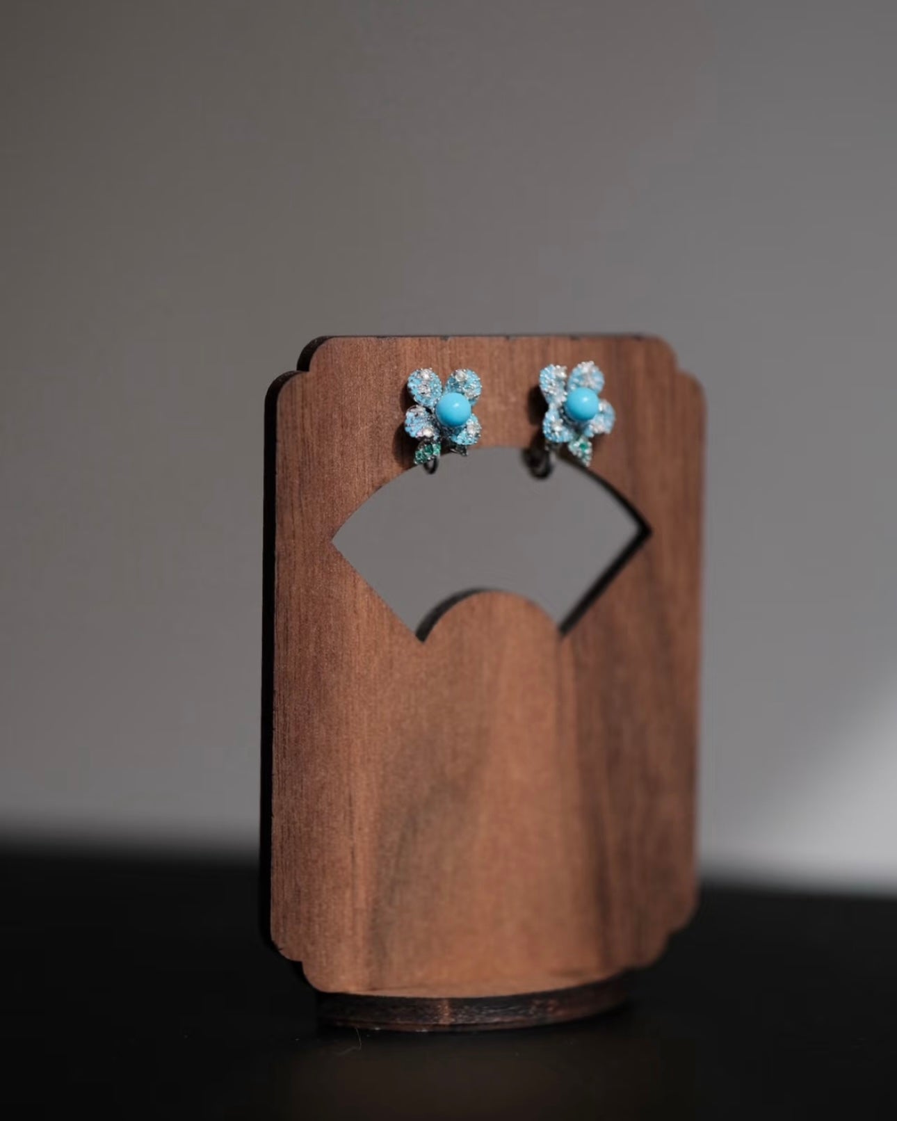 High-Porcelain Blue Turquoise Pavé Earrings | Artisan Cluster Studs