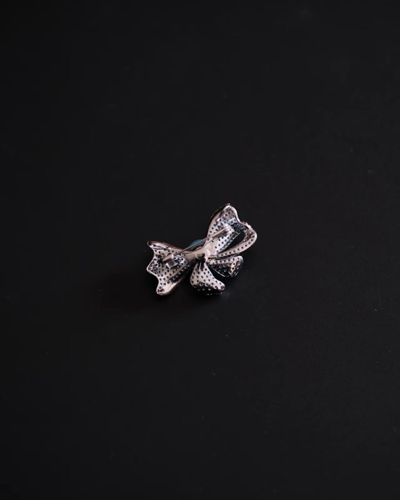 10mm High-Porcelain Blue Turquoise "Royal Bow" Brooch | Ultra-Heavywork Pavé