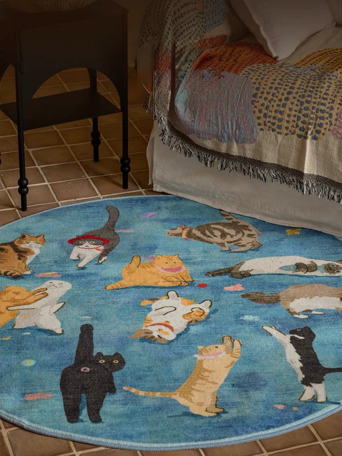 Dopamine Cat Round Rug – A Playful Haven of Comfort and Charm