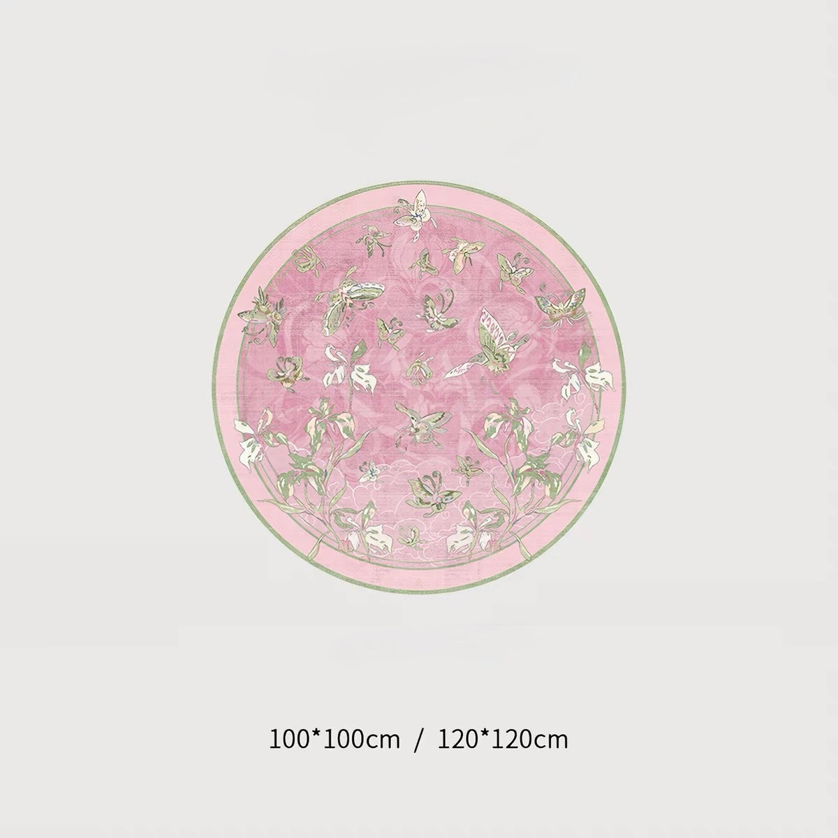 Vintage Butterfly and Iris Round Rug – A Timeless Garden in Bloom