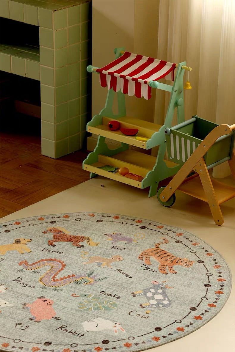 Chinese Zodiac Round Rug – A Playful Celebration of Luck and Imagination
