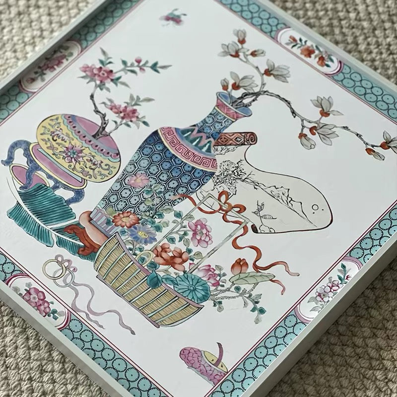 Vintage Oriental Collection Wall Art – "Prosperity Vase" and "Butterflies Among Blossoms"