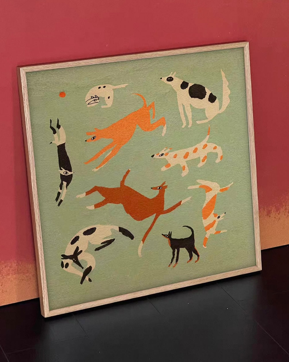"Nine Dogs, Prosperous Home" Wall Art – A Celebration of Loyalty and Abundance