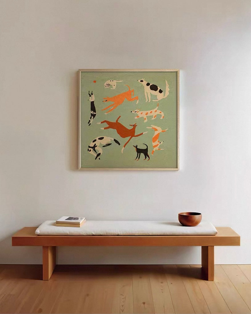 "Nine Dogs, Prosperous Home" Wall Art – A Celebration of Loyalty and Abundance