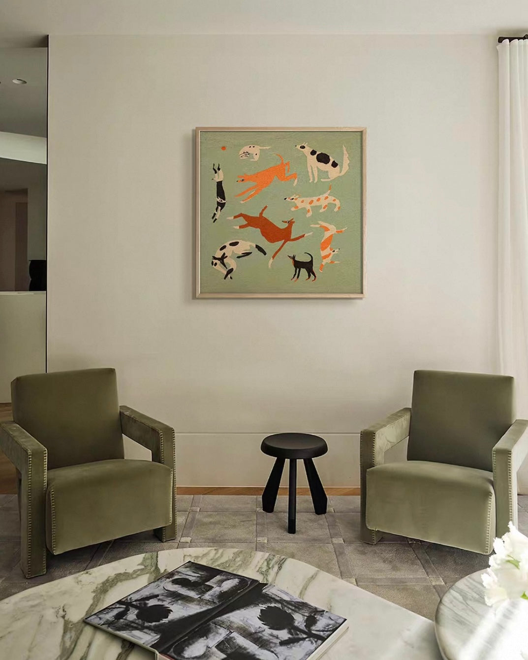 "Nine Dogs, Prosperous Home" Wall Art – A Celebration of Loyalty and Abundance