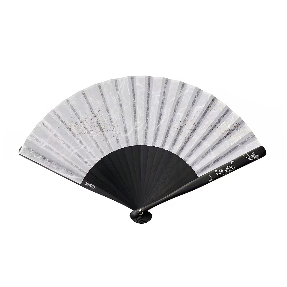 Handcrafted Ebony Folding Fan – Gilded Silk Fan with Yunlong Xuan Paper | Personalized Collector's Edition