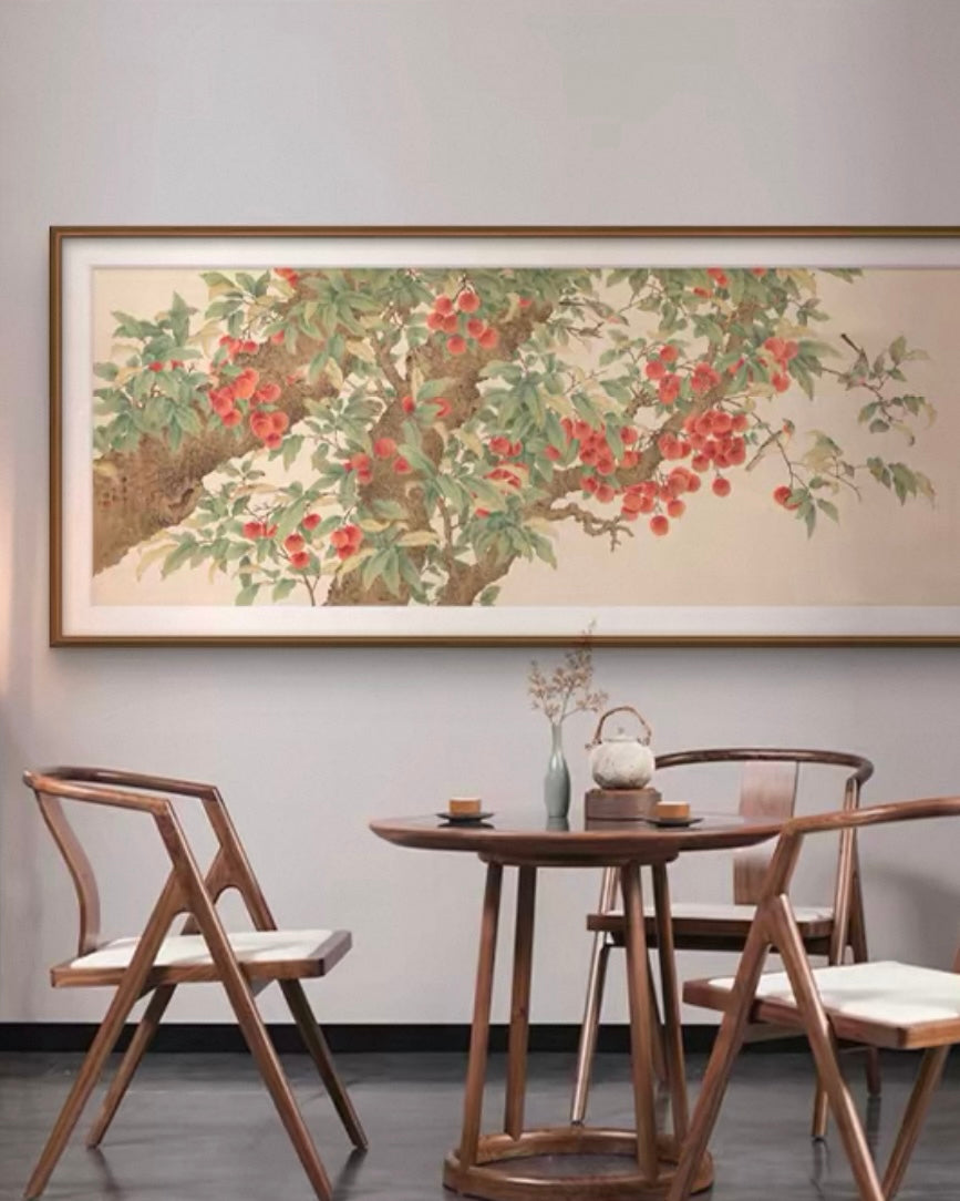"Abundance of Lychees" Panoramic Wall Art – Museum Giclée Canvas for Luxury Interiors