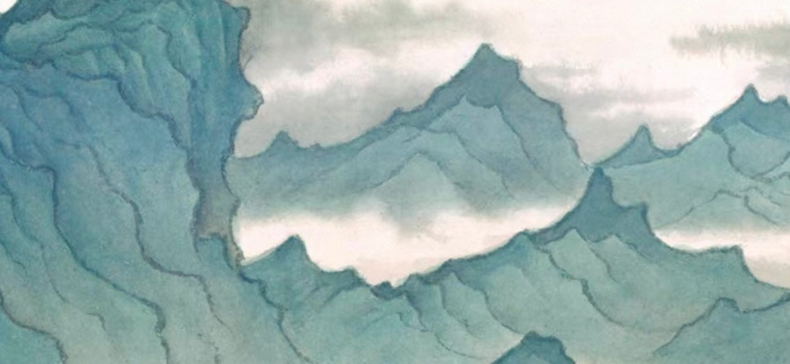 "Azure Mountain Serenity" Wabi-Sabi Landscape Wall Art – Zen Canvas for Luxury Interiors