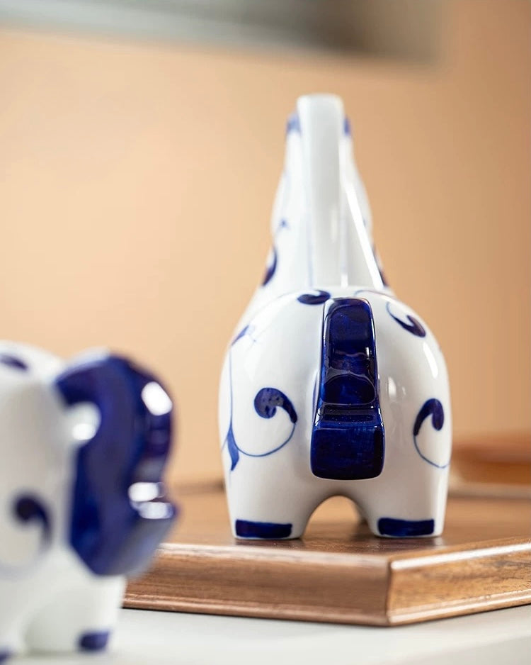 Jingdezhen Blue & White Porcelain "Auspicious Horse" Statue | Home & Office Prosperity Decor