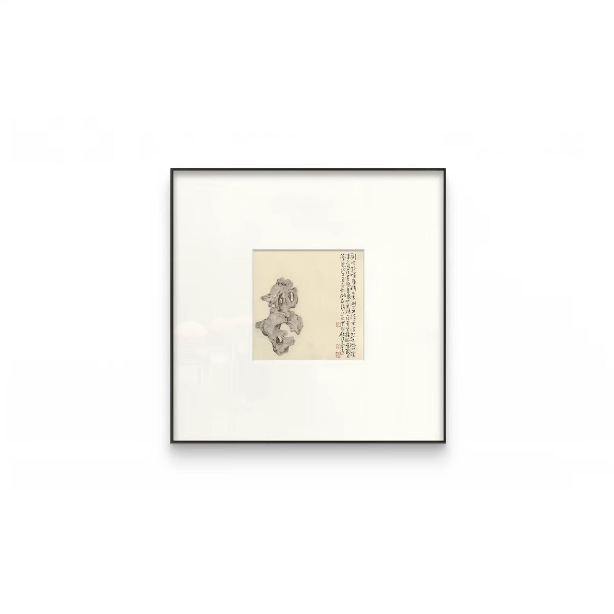 "Stone of Stillness" Wabi-Sabi Wall Art – Minimalist Stone Gallery Collection with Premium Wood Frame