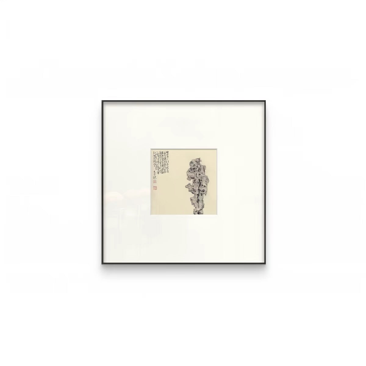 "Stone of Stillness" Wabi-Sabi Wall Art – Minimalist Stone Gallery Collection with Premium Wood Frame