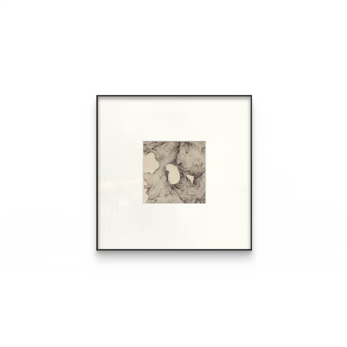 "Stone of Stillness" Wabi-Sabi Wall Art – Minimalist Stone Gallery Collection with Premium Wood Frame