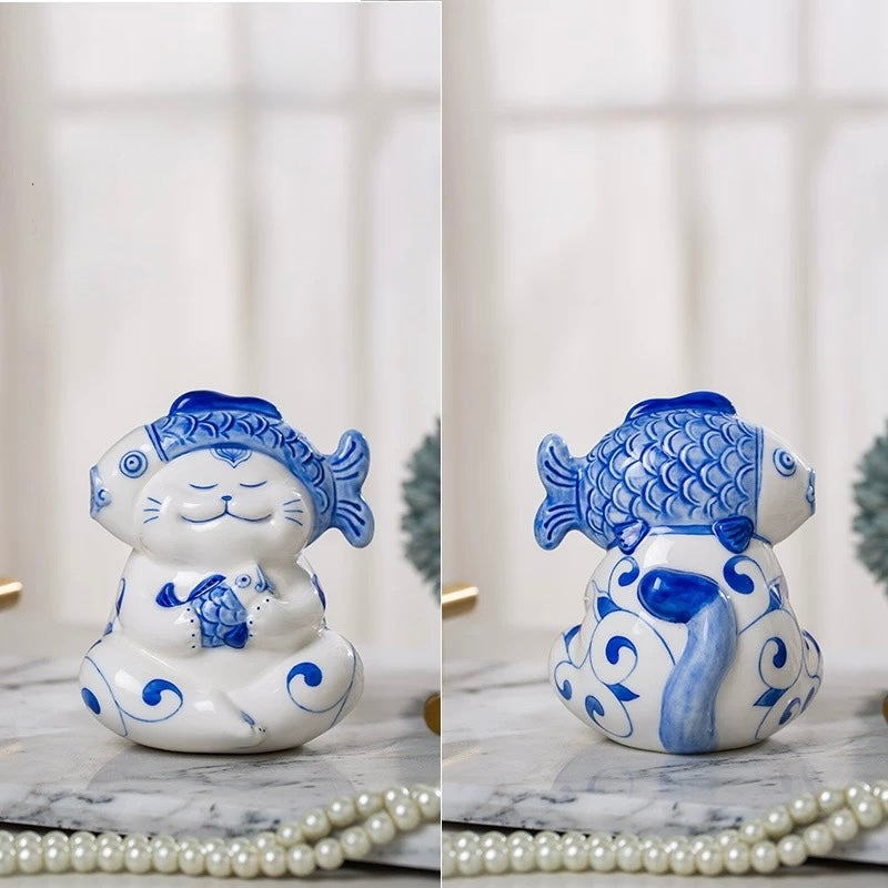 Jingdezhen Contemporary "Healing" Ceramic Cat | Cute Handcrafted Desktop Decor