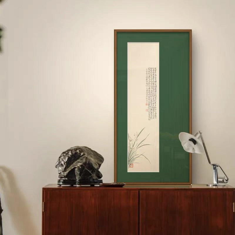 "Verdant Orchid Tranquility" Wall Art – French Vintage Zen Botanical Canvas with Premium Wood Frame