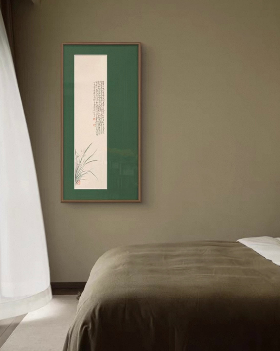 "Verdant Orchid Tranquility" Wall Art – French Vintage Zen Botanical Canvas with Premium Wood Frame