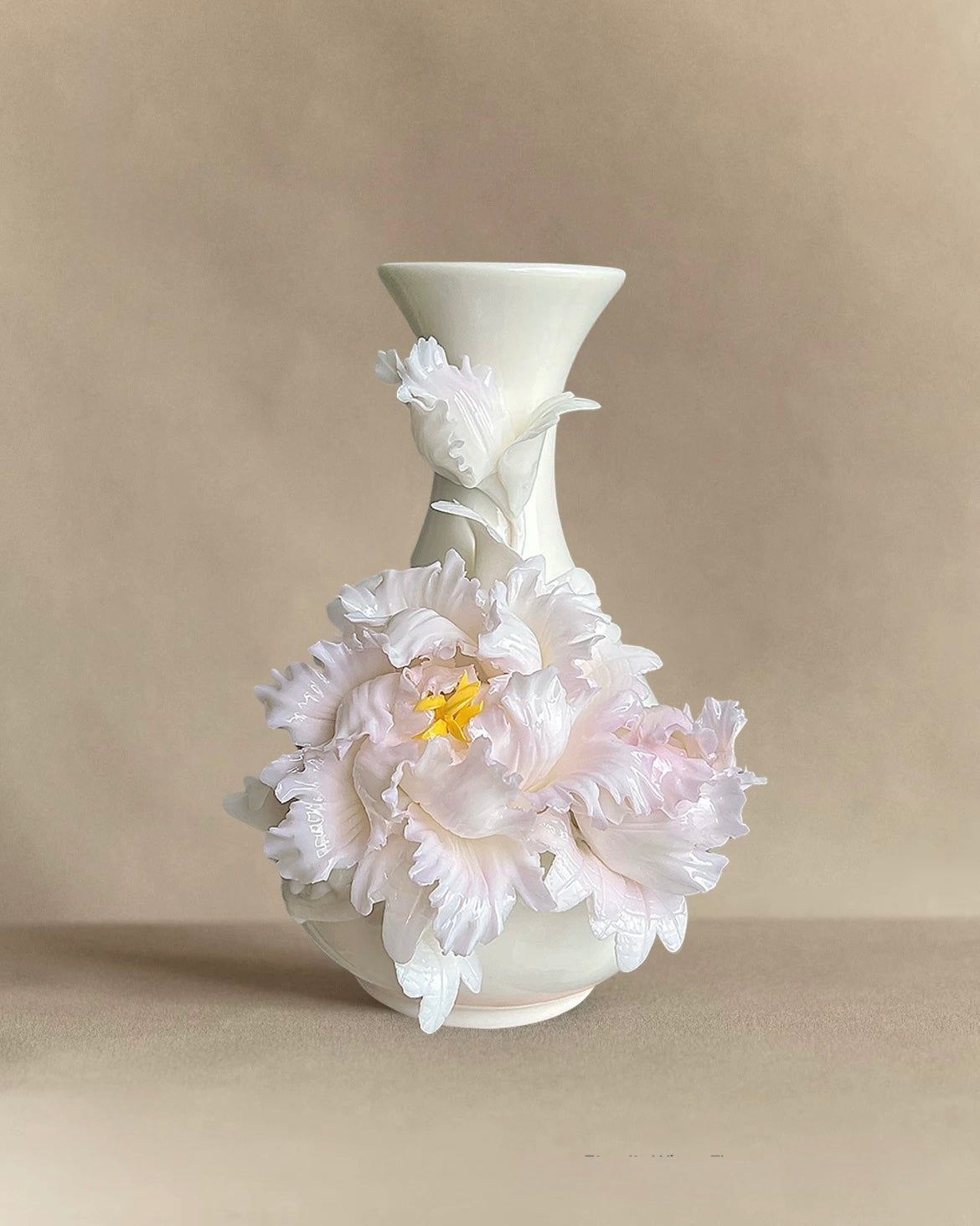 Intangible Cultural Heritage: Hand-Pinched Peony Ceramic Vase | Handcrafted Bloom